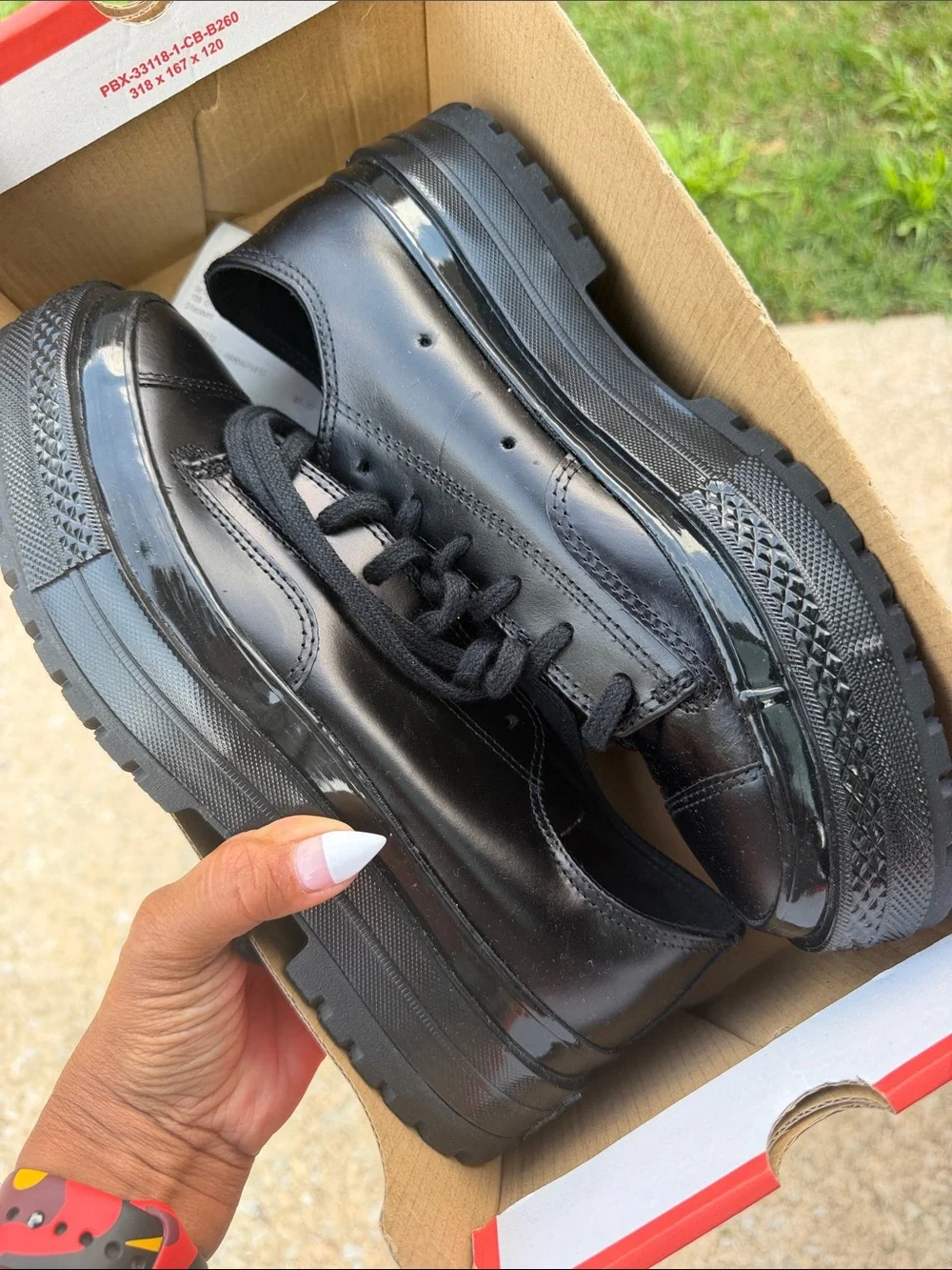 Converse Black Platform Lace-Up Leather Sneakers